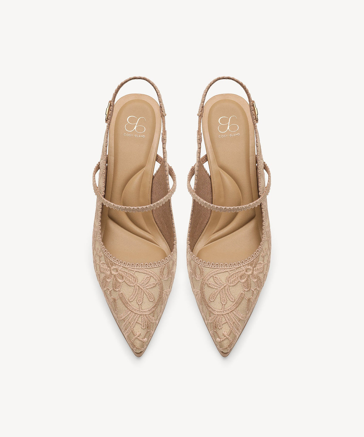 EmbroDance Pointed Toe Platform Heeled Slingback