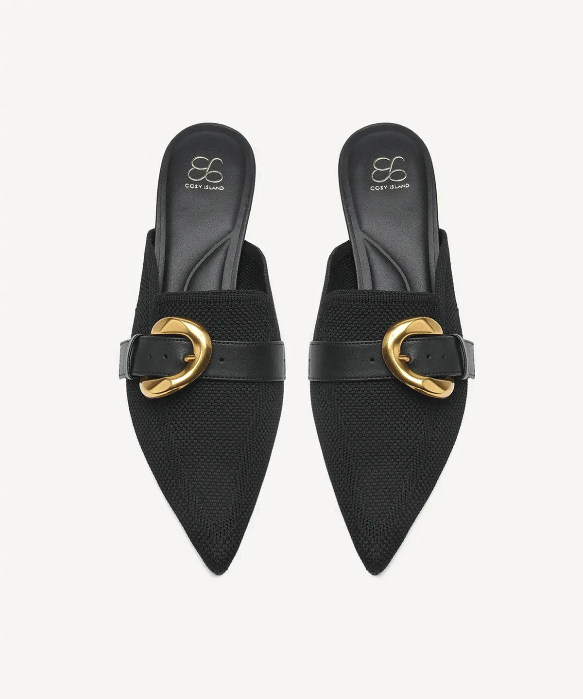 EasyChic Buckle Pointed Toe Kitten Heeled Mule