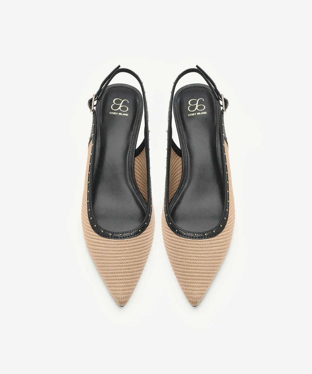 Stud-Trim Elegant Kitten Heeled Slingback