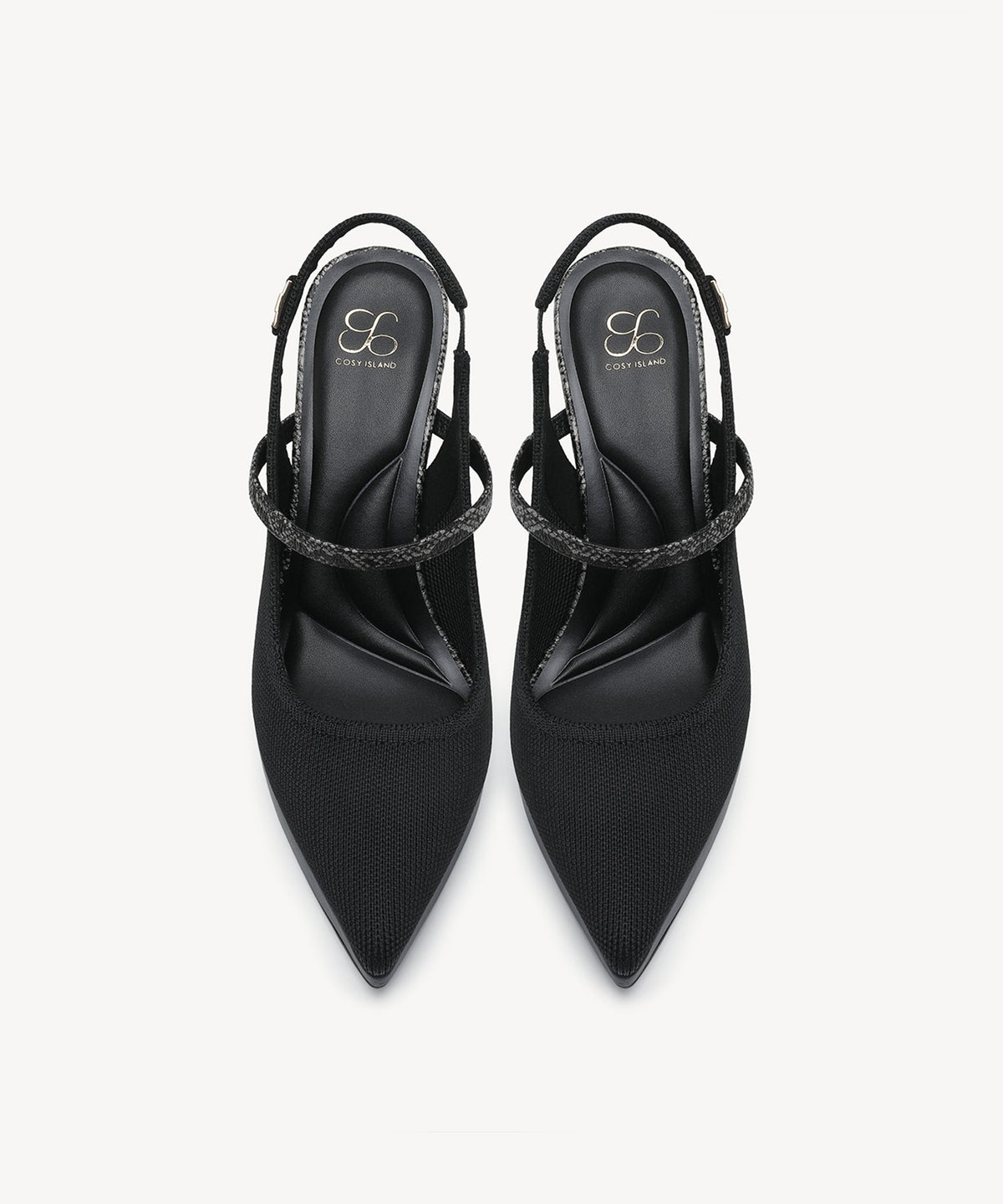 EmbroDance Pointed Toe Platform Heeled Slingback