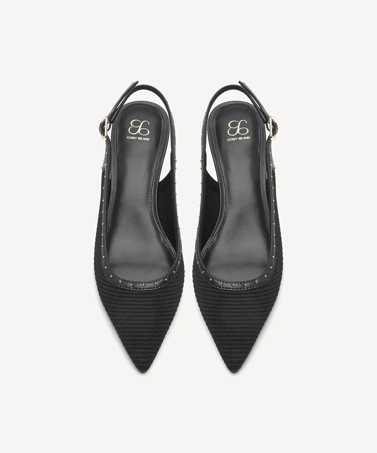 Stud-Trim Elegant Kitten Heeled Slingback