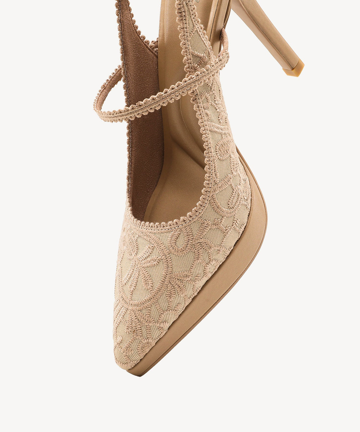 EmbroDance Pointed Toe Platform Heeled Slingback