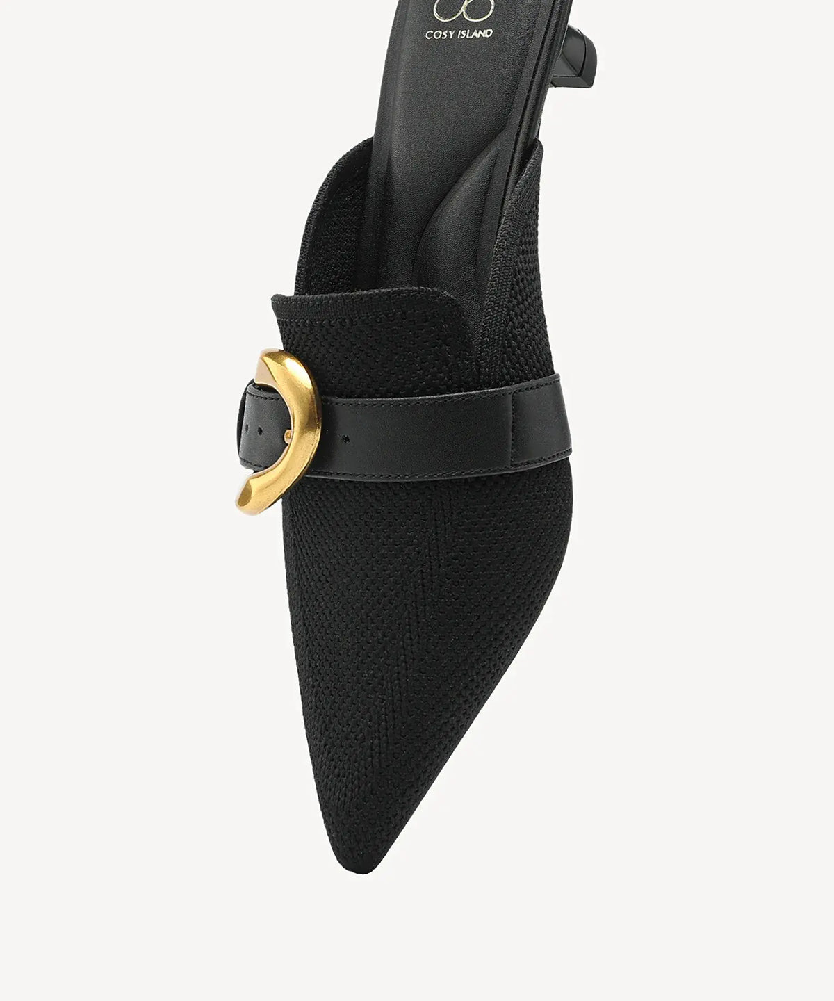 EasyChic Buckle Pointed Toe Kitten Heeled Mule