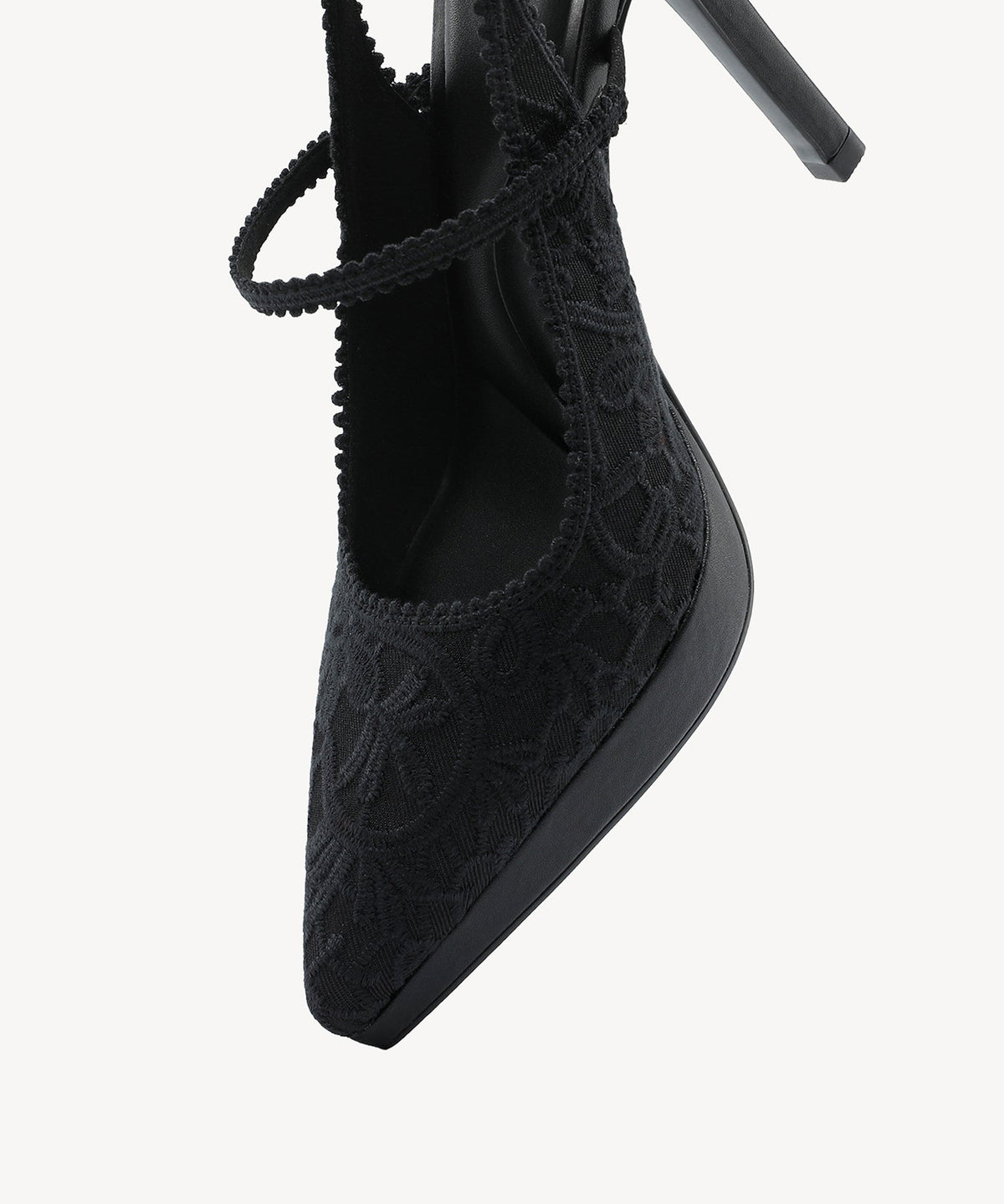 EmbroDance Pointed Toe Platform Heeled Slingback