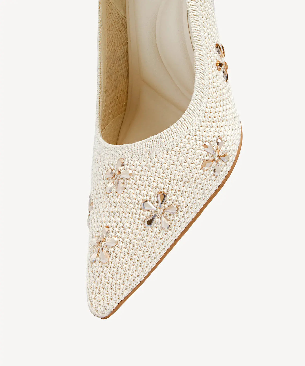 Crystal Flower Pointed Toe Heeled Pump