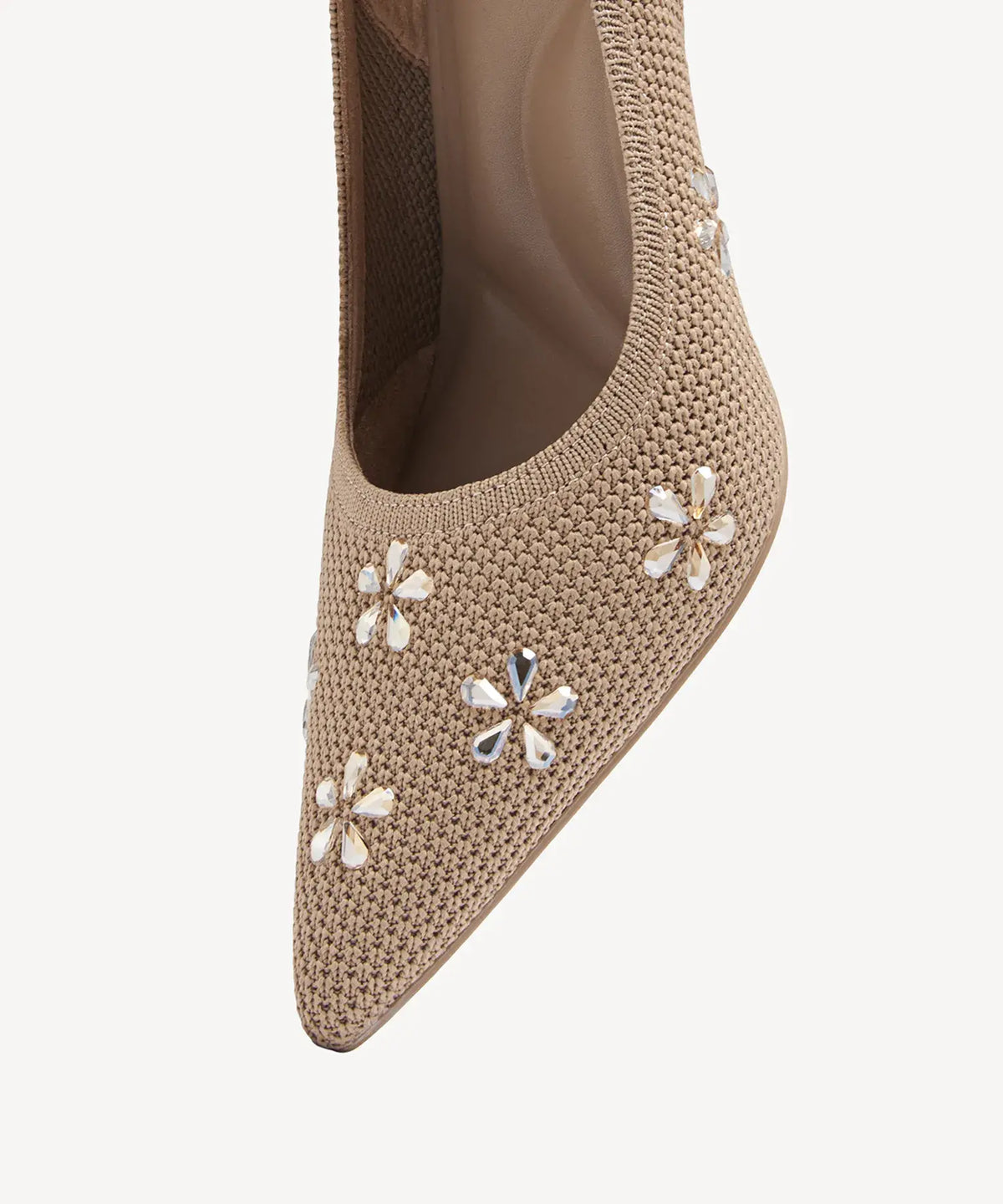 Crystal Flower Pointed Toe Heeled Pump