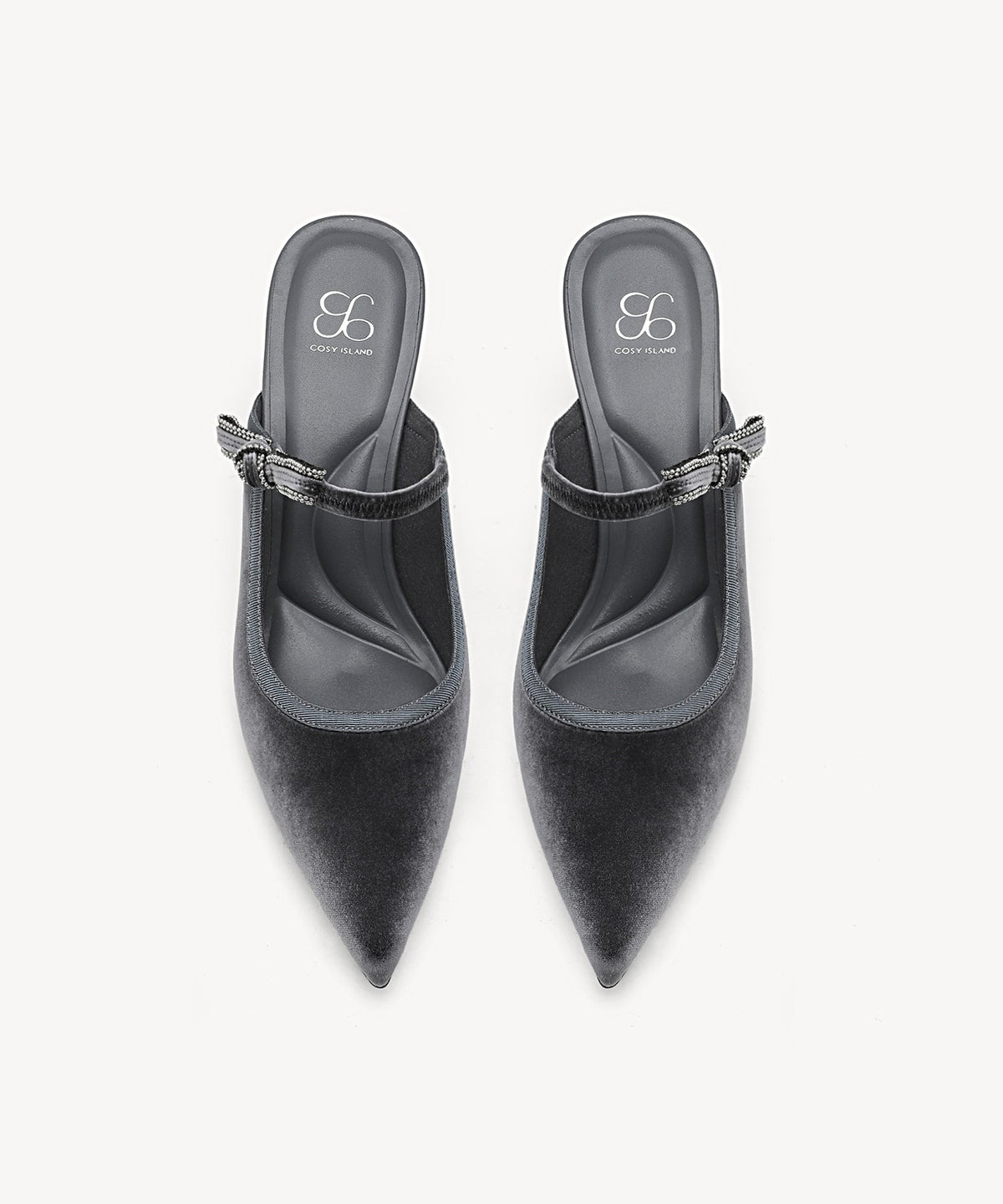 GraceLithe Velvet Bow Pointed Toe Heeled Mule
