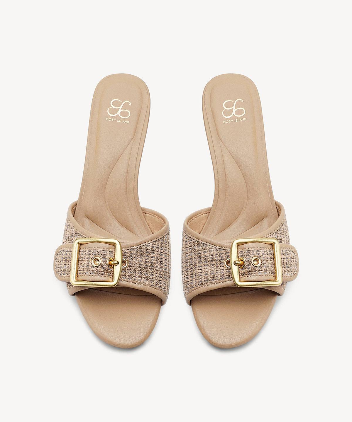 BuckleGrace Woven Kitten Heeled Sandal