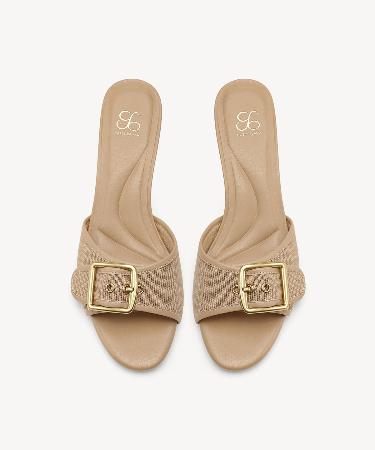 BuckleGrace Woven Kitten Heeled Sandal