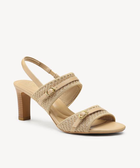 SteadyWeave Block Heeled Double Strap Sandal