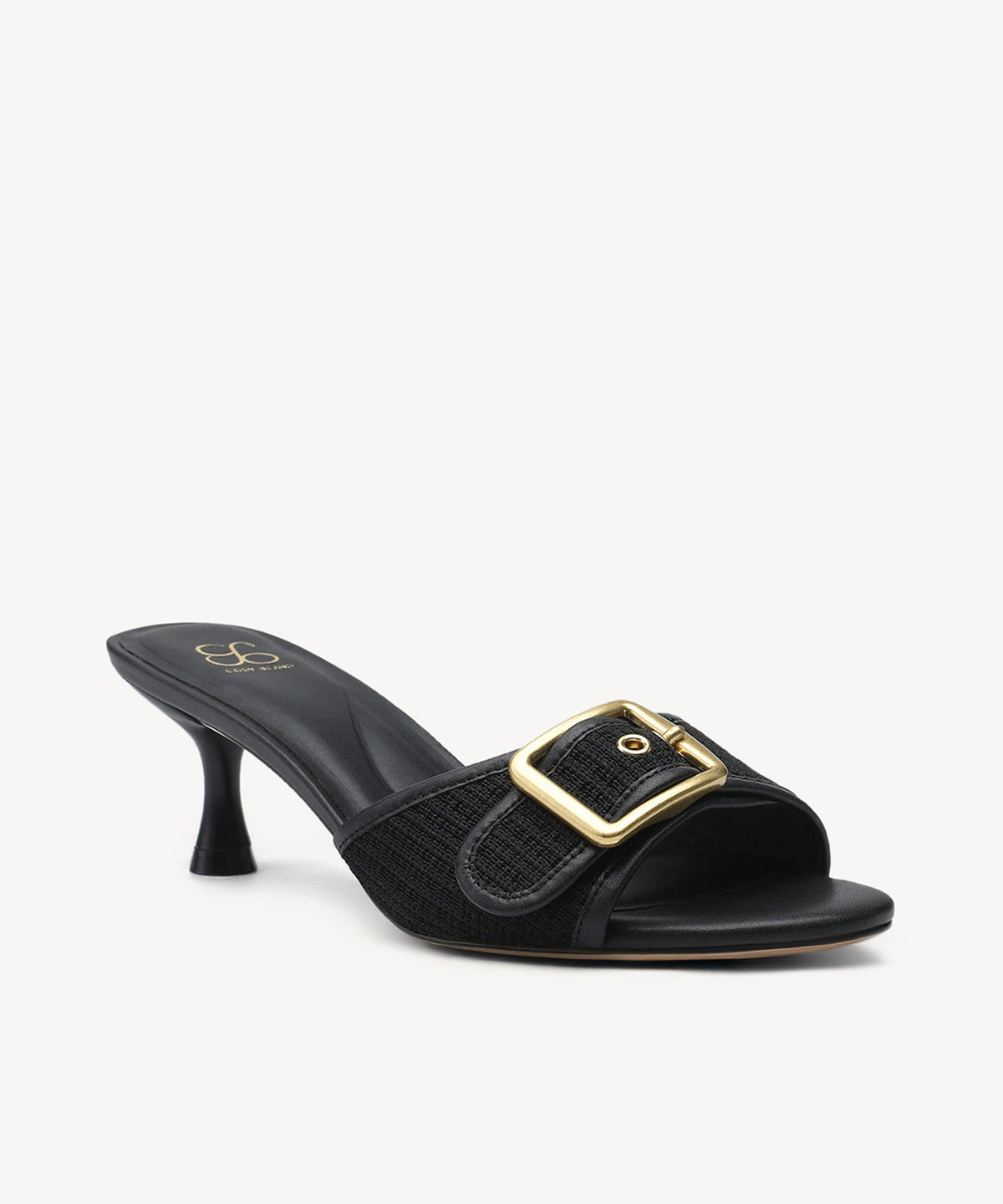 BuckleGrace Woven Kitten Heeled Sandal