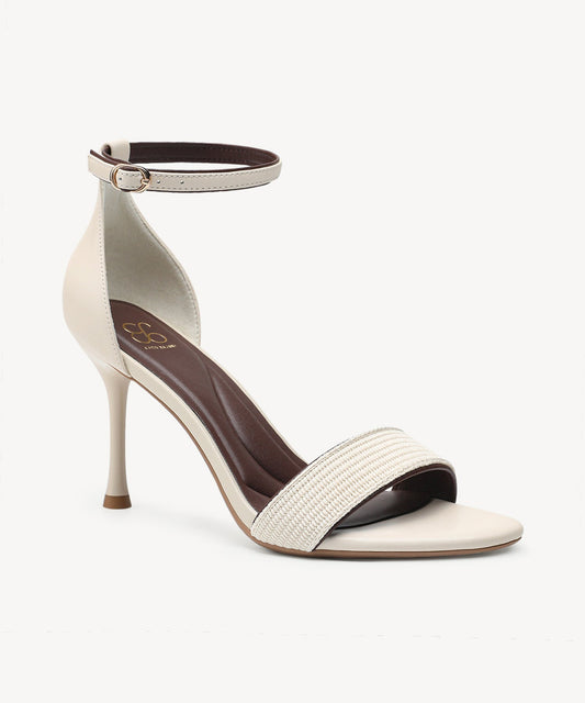 VibeStrap Single-Band Round Toe Heeled Sandal