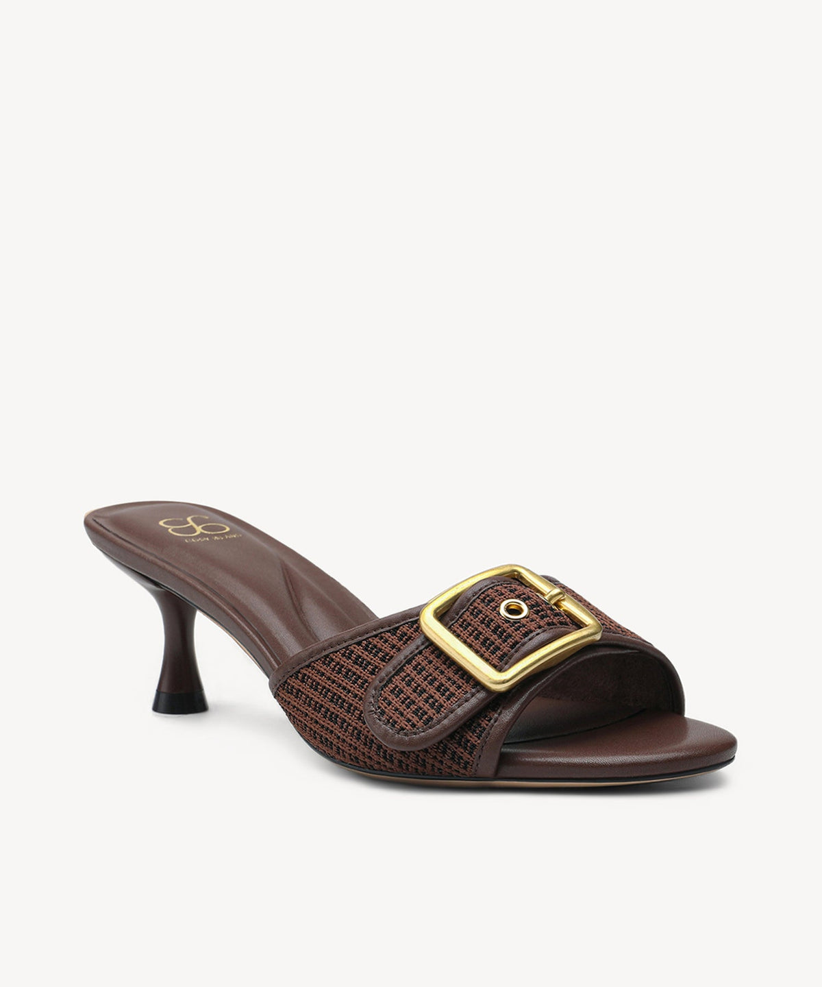 BuckleGrace Woven Kitten Heeled Sandal