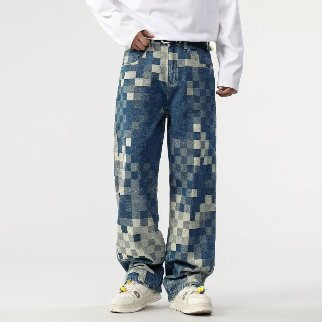 Vaqueros de denim con efecto mosaico