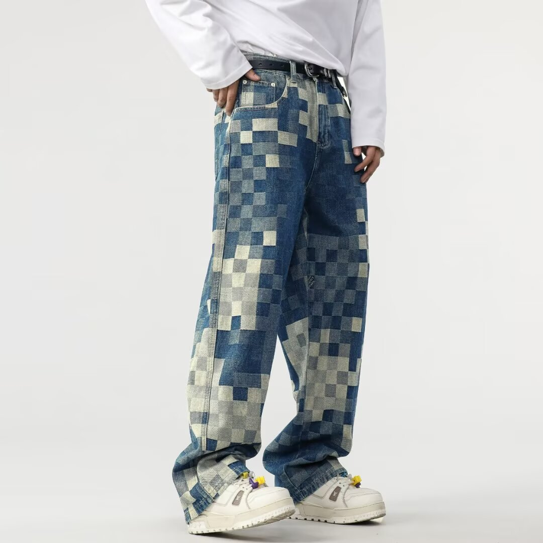 Vaqueros de denim con efecto mosaico