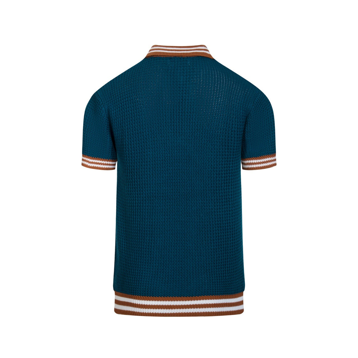 Men's Blue Vintage Hummingbird Embroidery Art Polo Knit Shirt