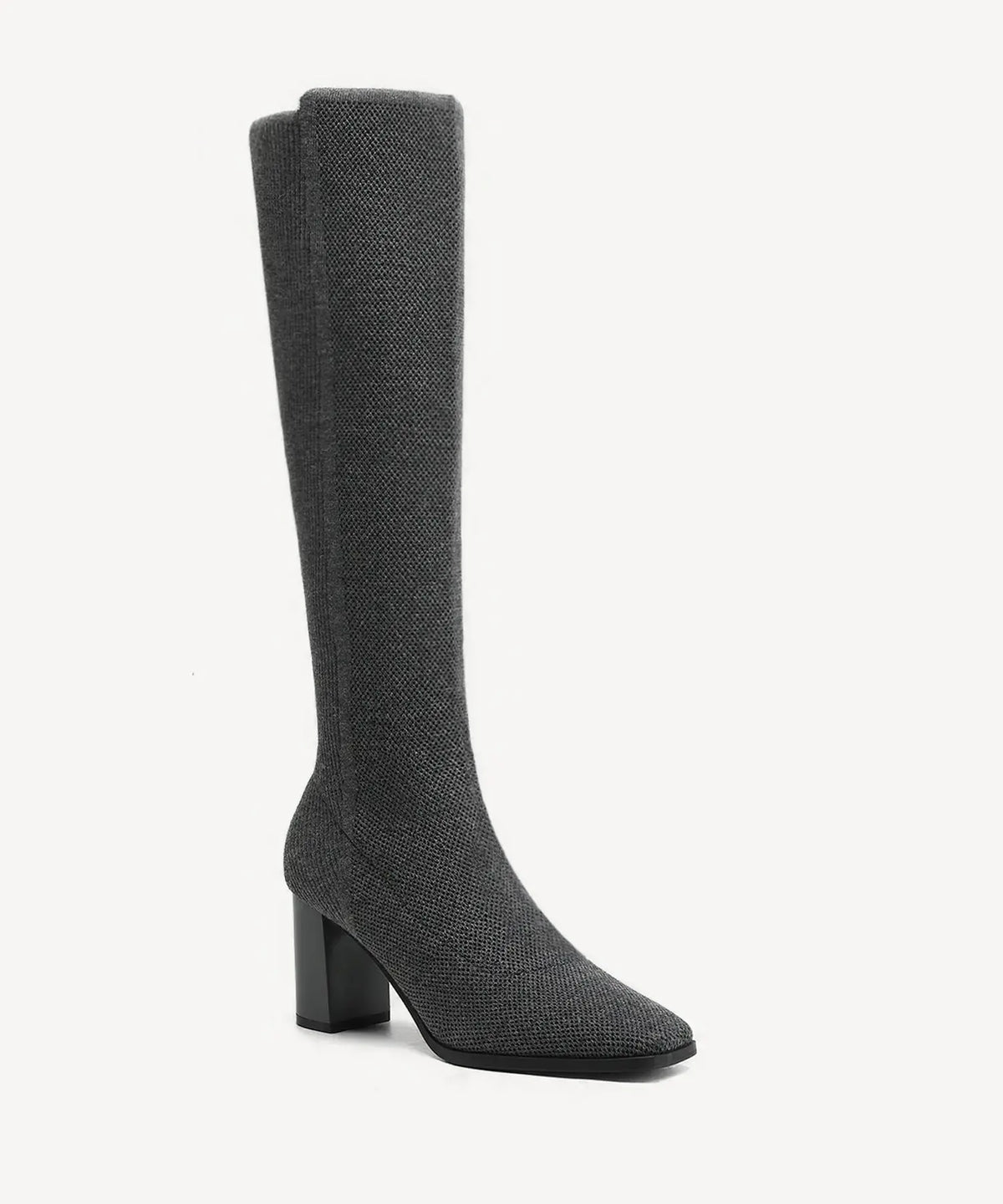 Cozy Woven Square Toe Block Heel High Boot