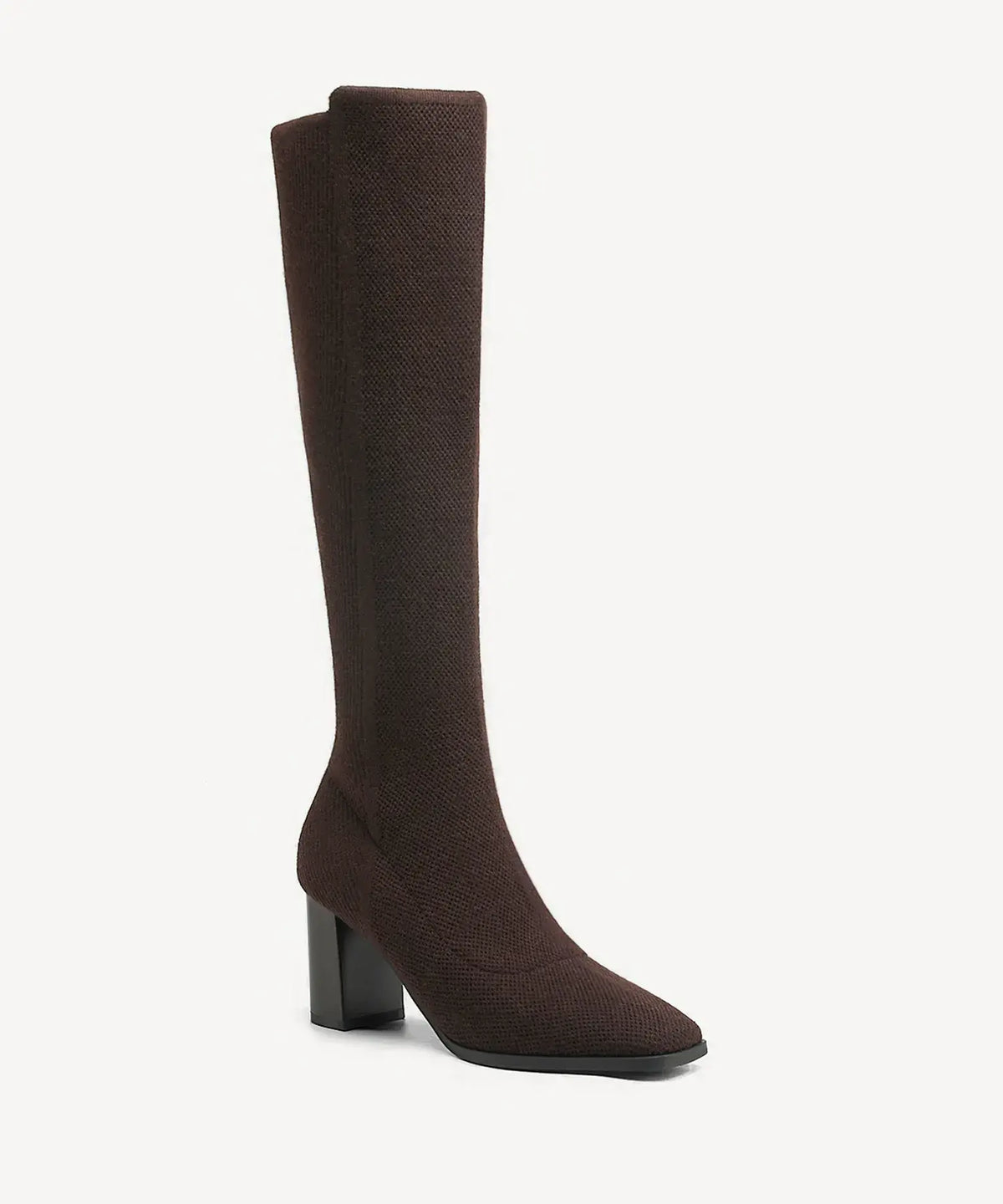 Cozy Woven Square Toe Block Heel High Boot