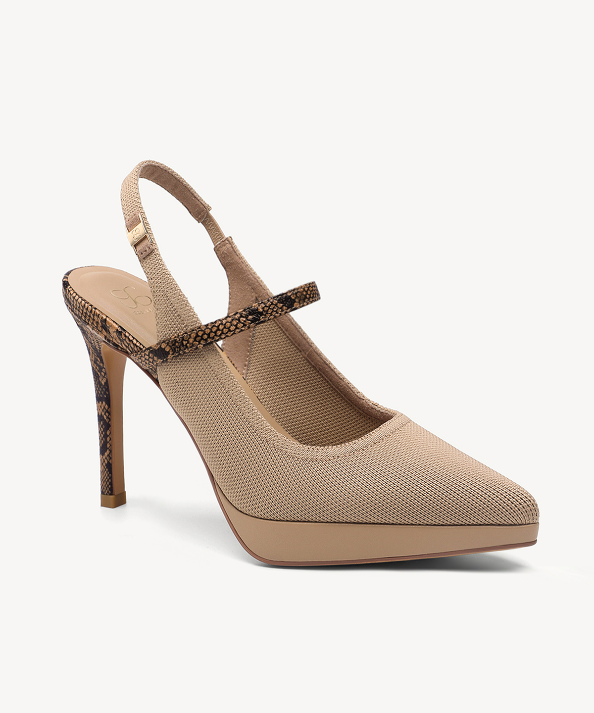 EmbroDance Pointed Toe Platform Heeled Slingback