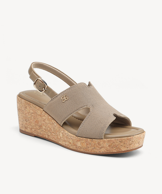 CorkLuxe H-Band Square Toe Wedge Sandal