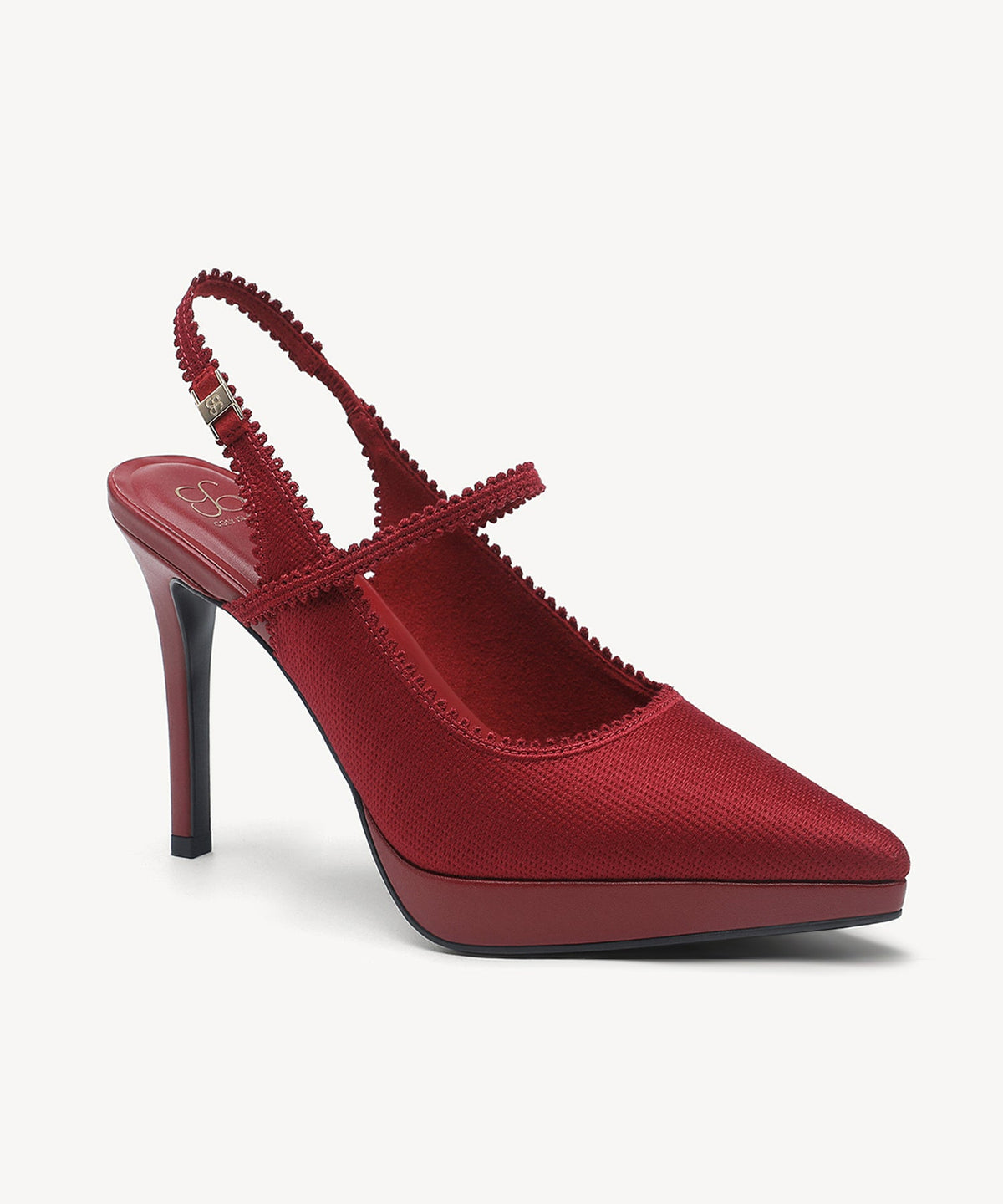 EmbroDance Pointed Toe Platform Heeled Slingback