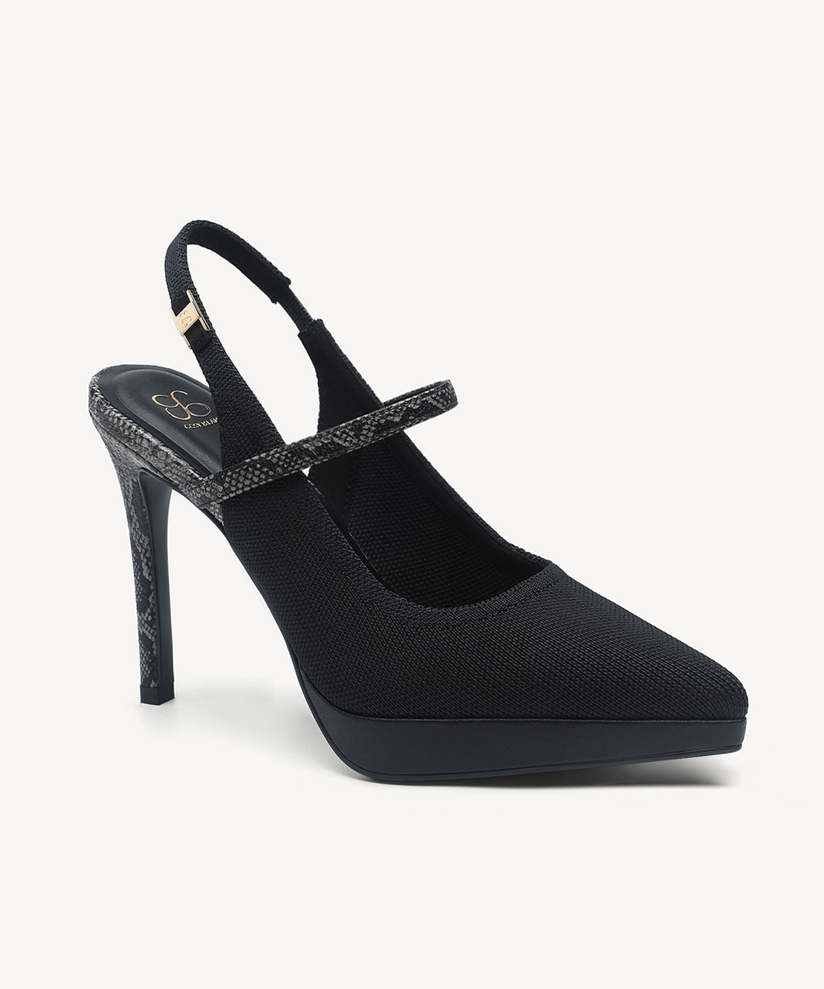 EmbroDance Pointed Toe Platform Heeled Slingback
