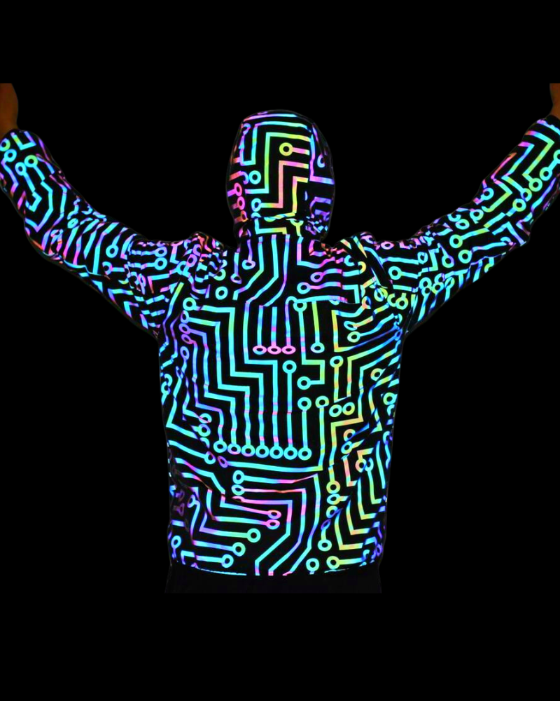 Techwear Circuit Hip-Hop Iridescent Reflective Jacket & Pants (Sold Separately)