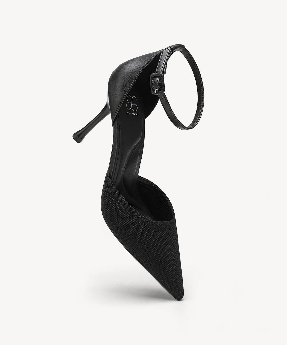 Bicolor Strapped Pointed Toe Stiletto Pump