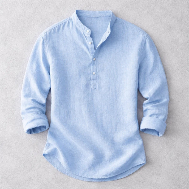 Camisa Henley Blake de algodón y lino