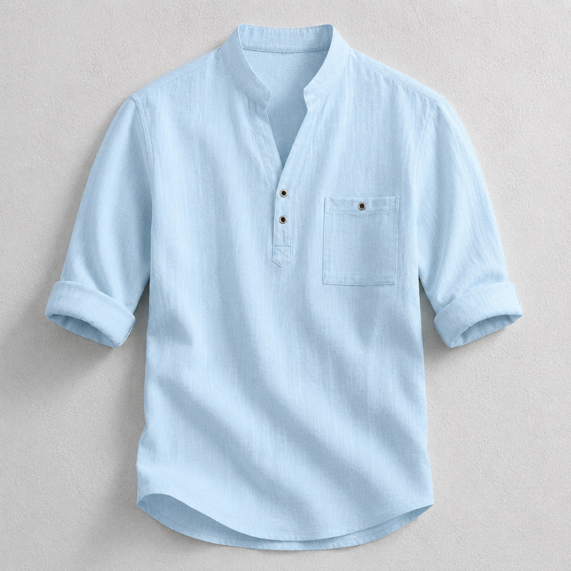 Camisa Henley Marcus de algodón y lino