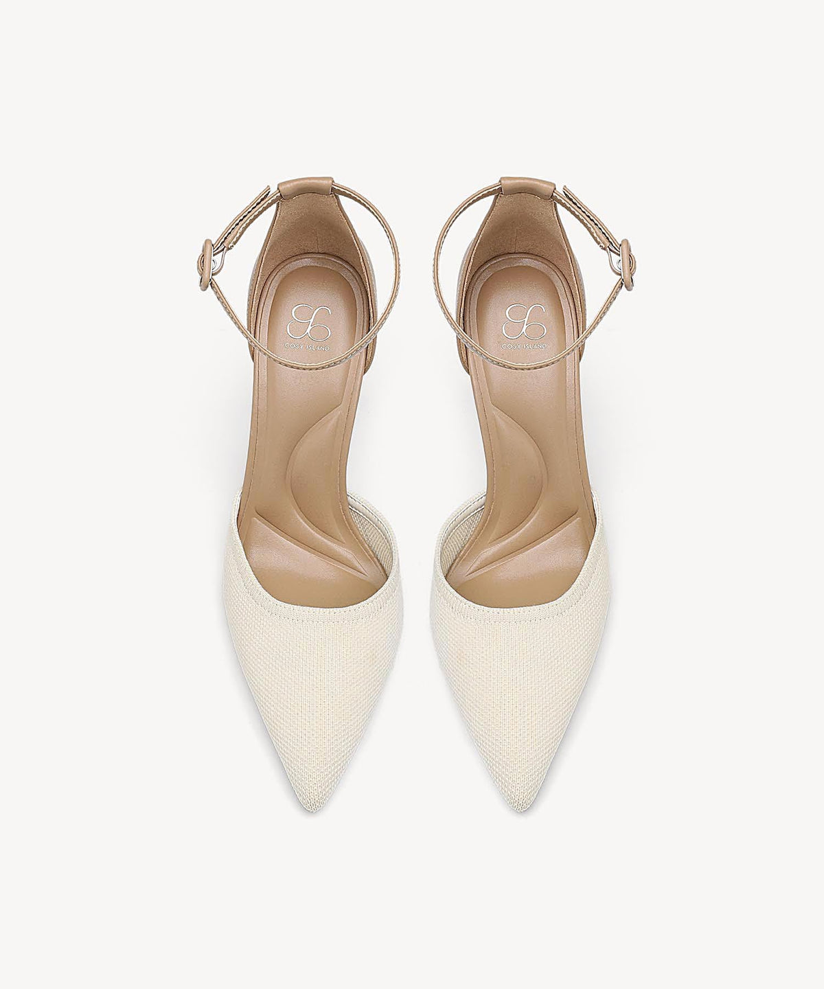 Bicolor Strapped Pointed Toe Stiletto Pump