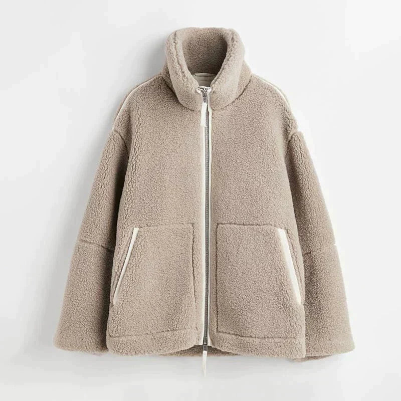 Silvia | Chaqueta Teddy Oversize de Cuello Alto