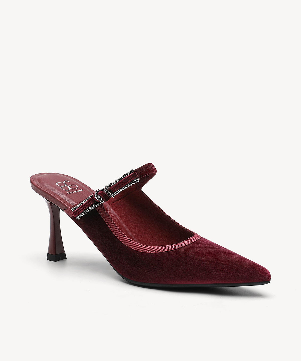 GraceLithe Velvet Bow Pointed Toe Heeled Mule