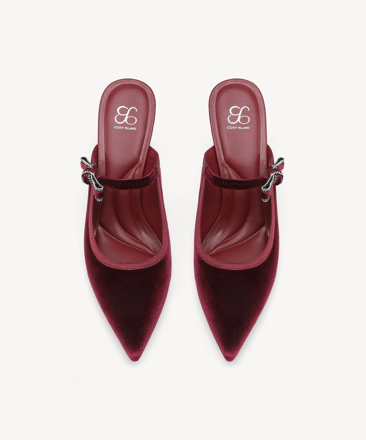 GraceLithe Velvet Bow Pointed Toe Heeled Mule