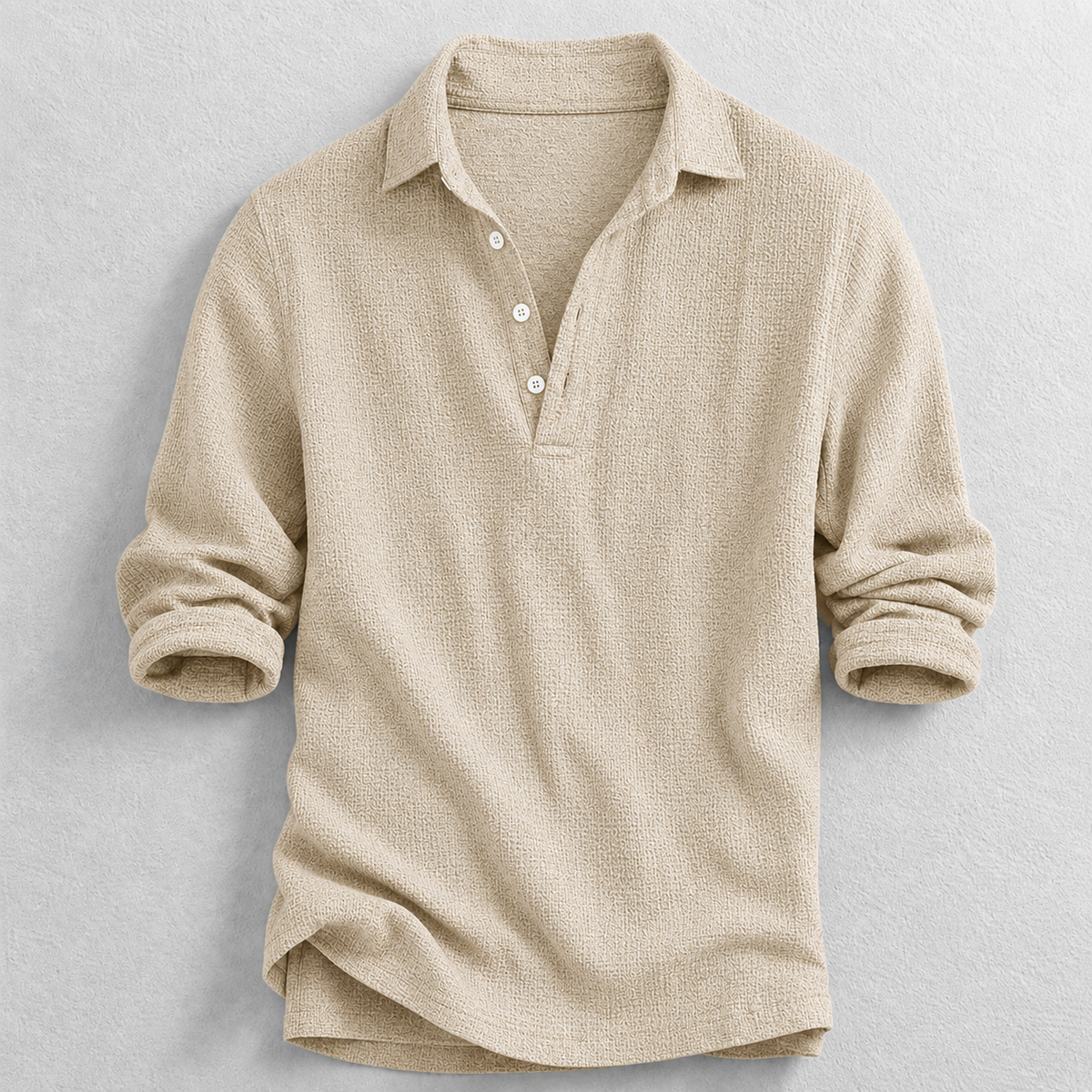 Camisa Henley Calvin de algodón y lino