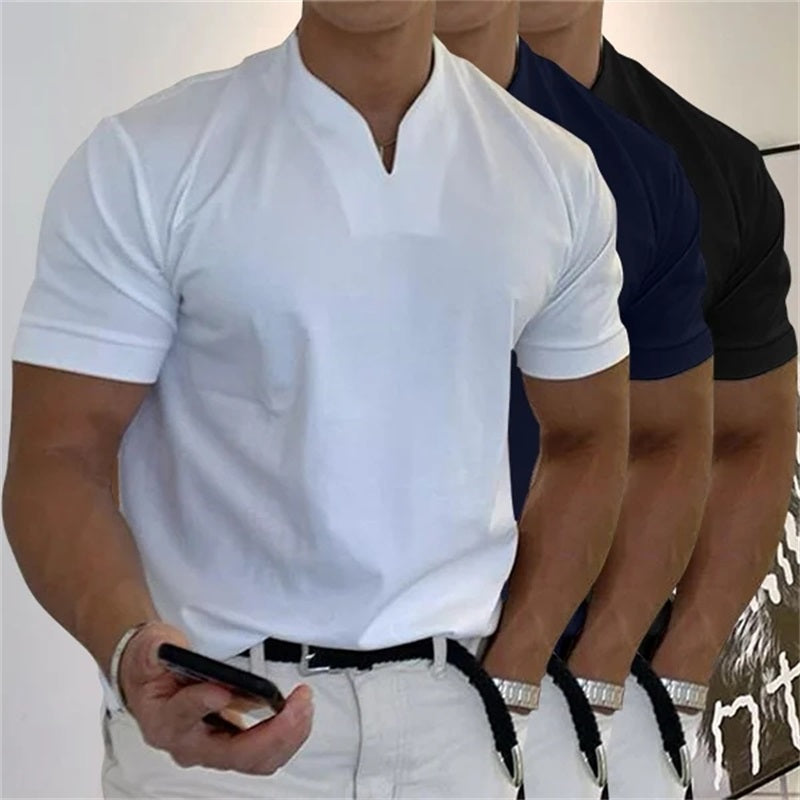 Camiseta de hombre de manga corta y cuello en V