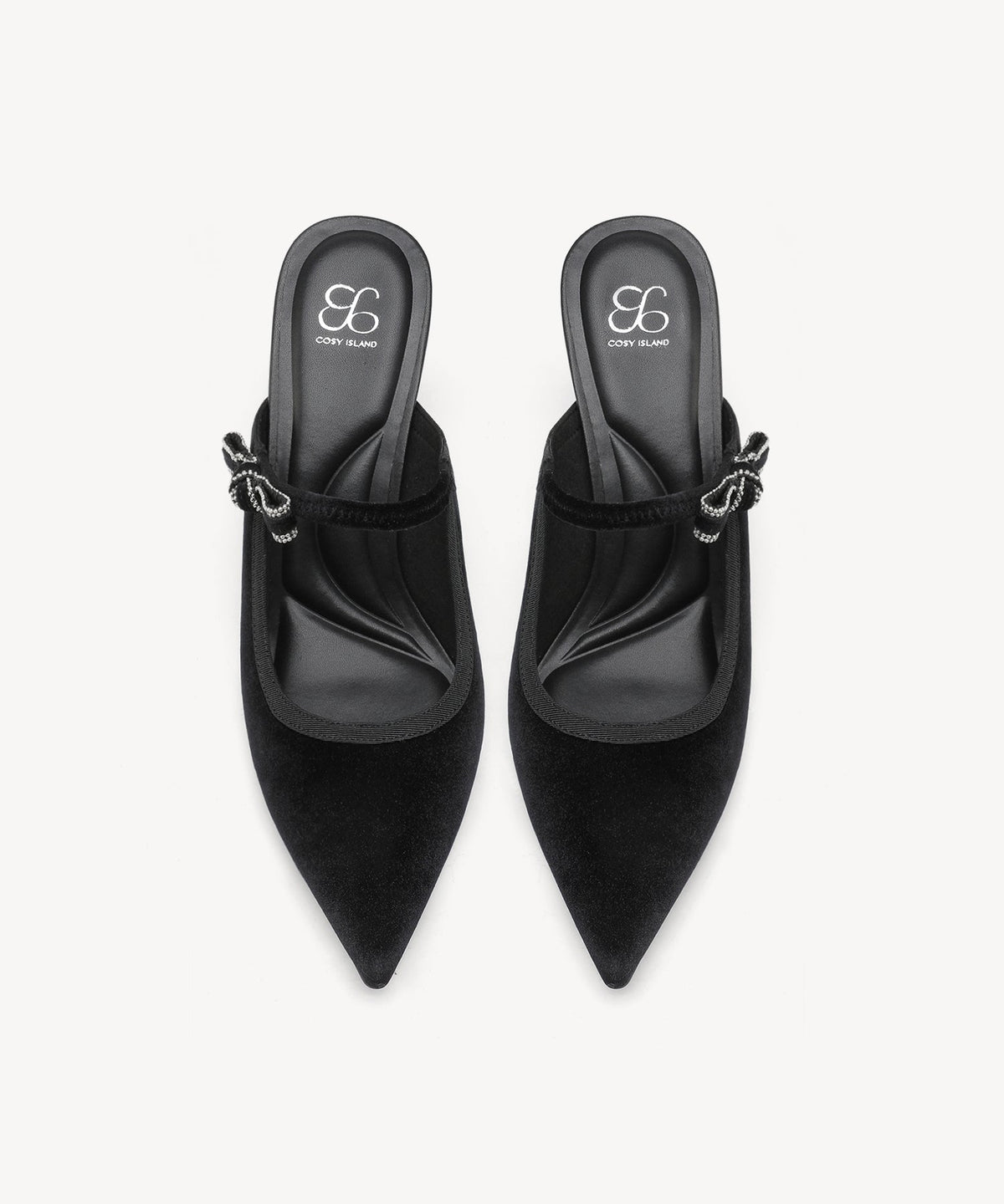 GraceLithe Velvet Bow Pointed Toe Heeled Mule