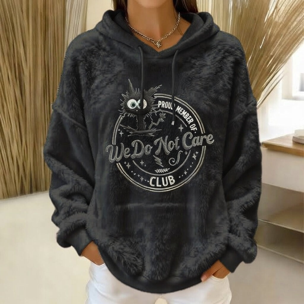 Women's Retro Funny Proud Member Of Club We Do Not Care Menopause Perimenopause Print Flannel hoodie