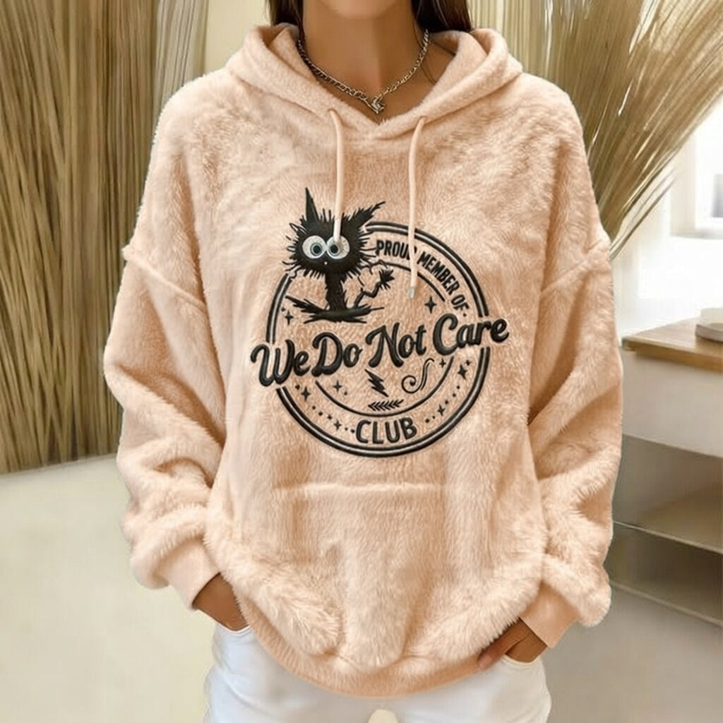 Women's Retro Funny Proud Member Of Club We Do Not Care Menopause Perimenopause Print Flannel hoodie