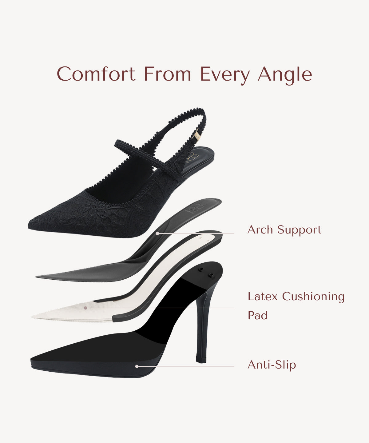 EmbroDance Pointed Toe Platform Heeled Slingback