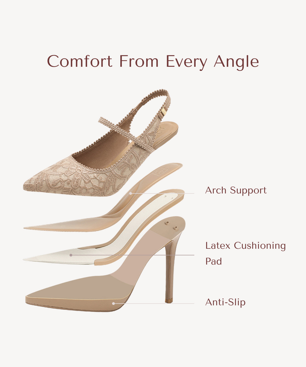EmbroDance Pointed Toe Platform Heeled Slingback