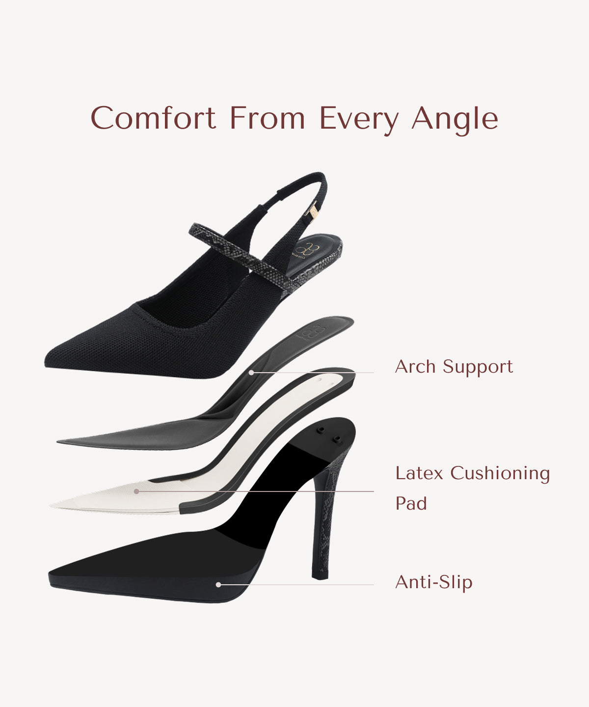 EmbroDance Pointed Toe Platform Heeled Slingback