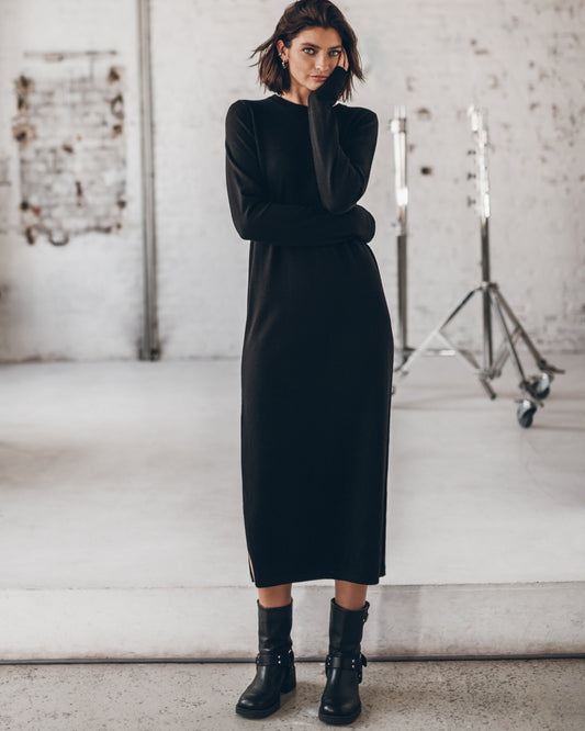 The Black Knit Longsleeve Dress