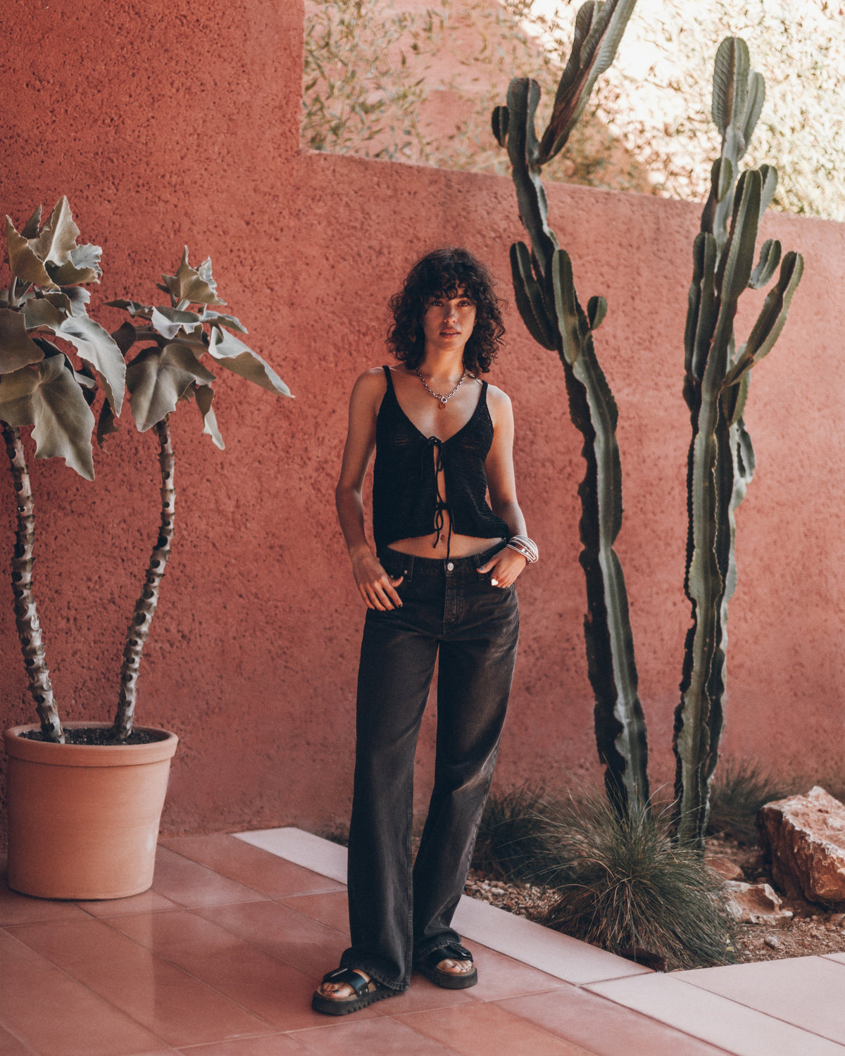 The Black Knitted Vest Top