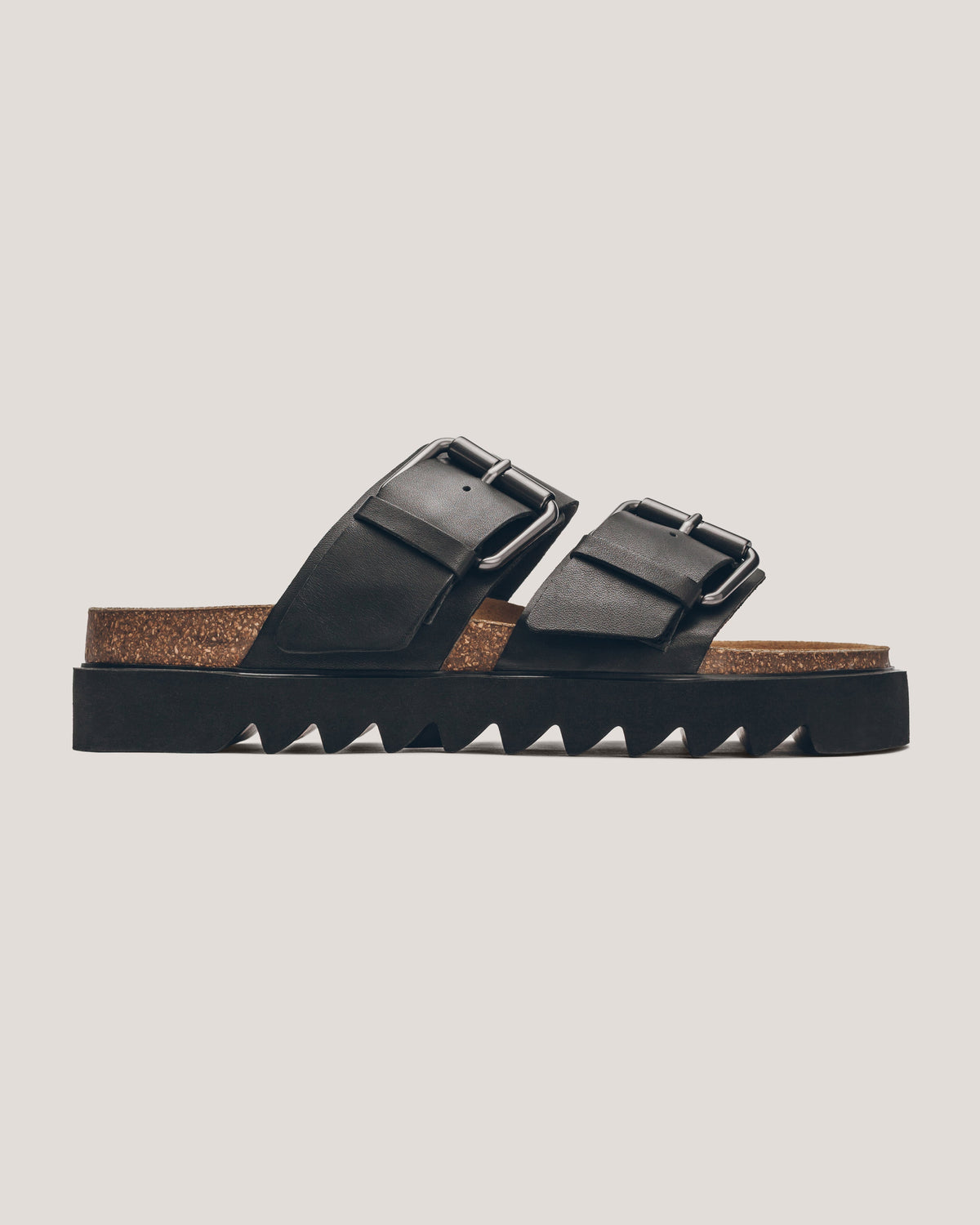 The Black Leather Buckle Sandals