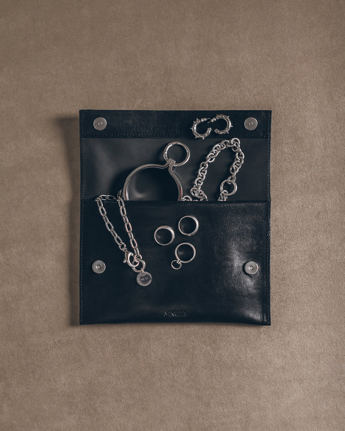 The Black Leather Essentials Pouch