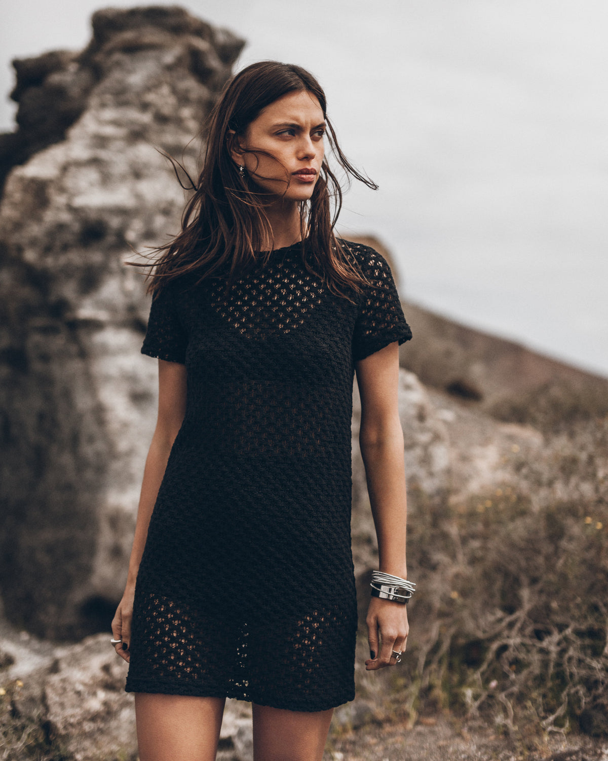 The Black Short Crochet Dress