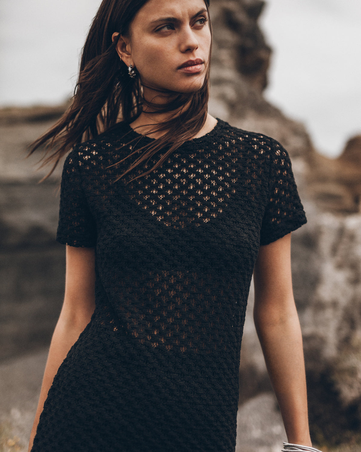 The Black Short Crochet Dress