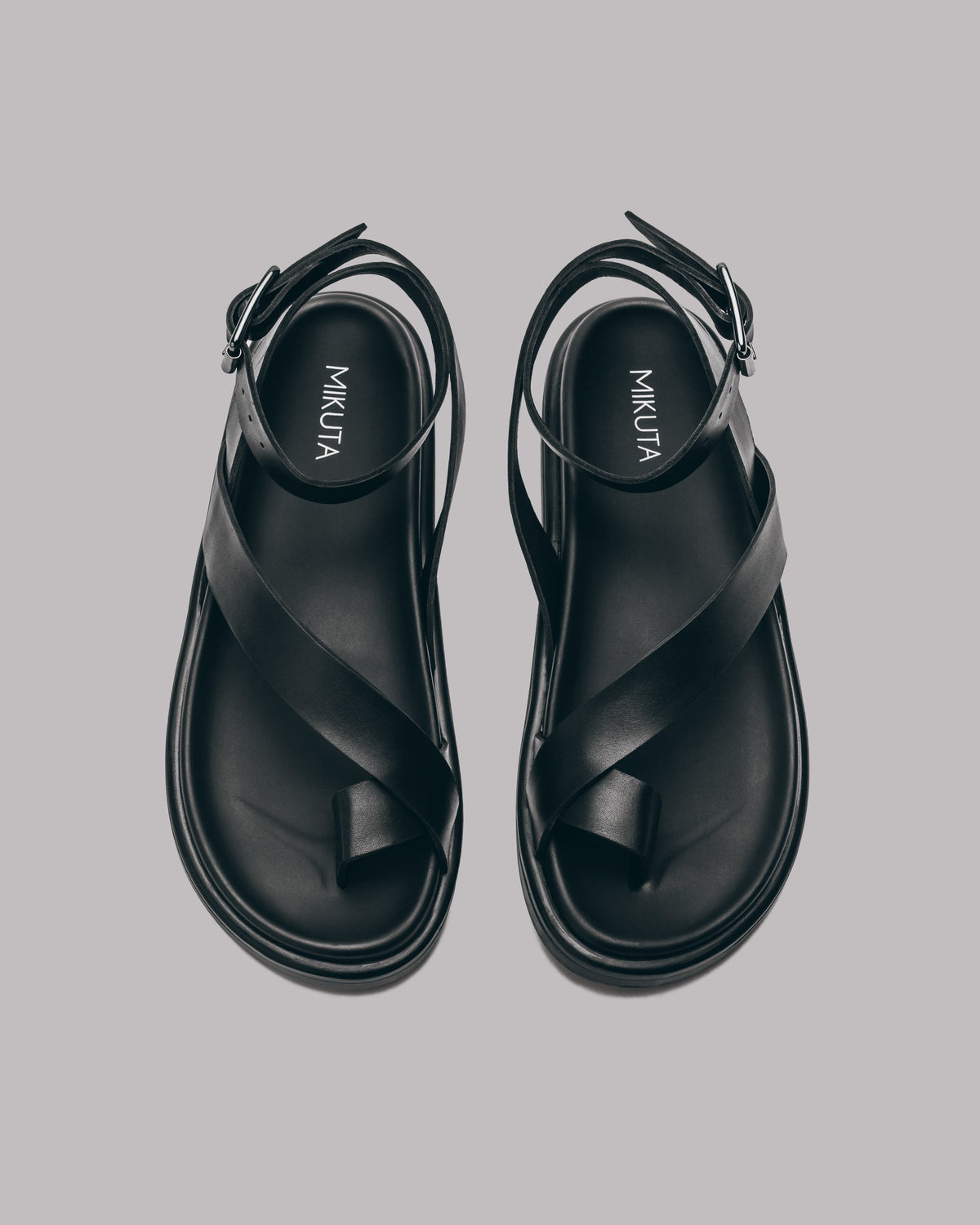 The Black Strappy Leather Sandals