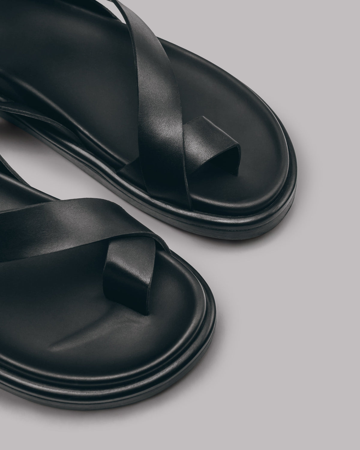 The Black Strappy Leather Sandals